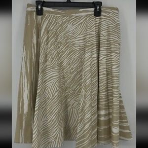 Covington Size 14 Tan White Side Zip Lined A-Line Woman's Skirt Knee Length EUC